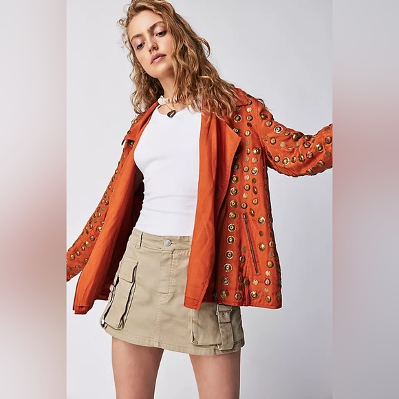 Free People Chelsea Coin Jacket in Bronze - Picture 12 of 12